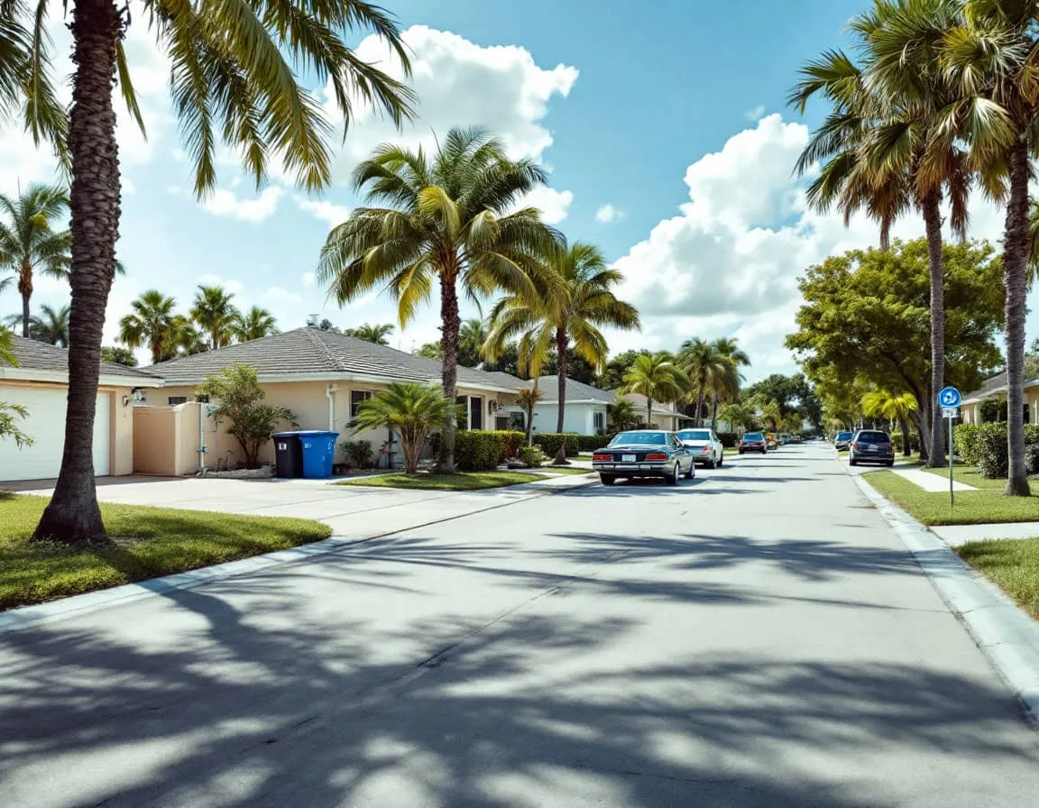 A quiet South Florida street of single-story homes