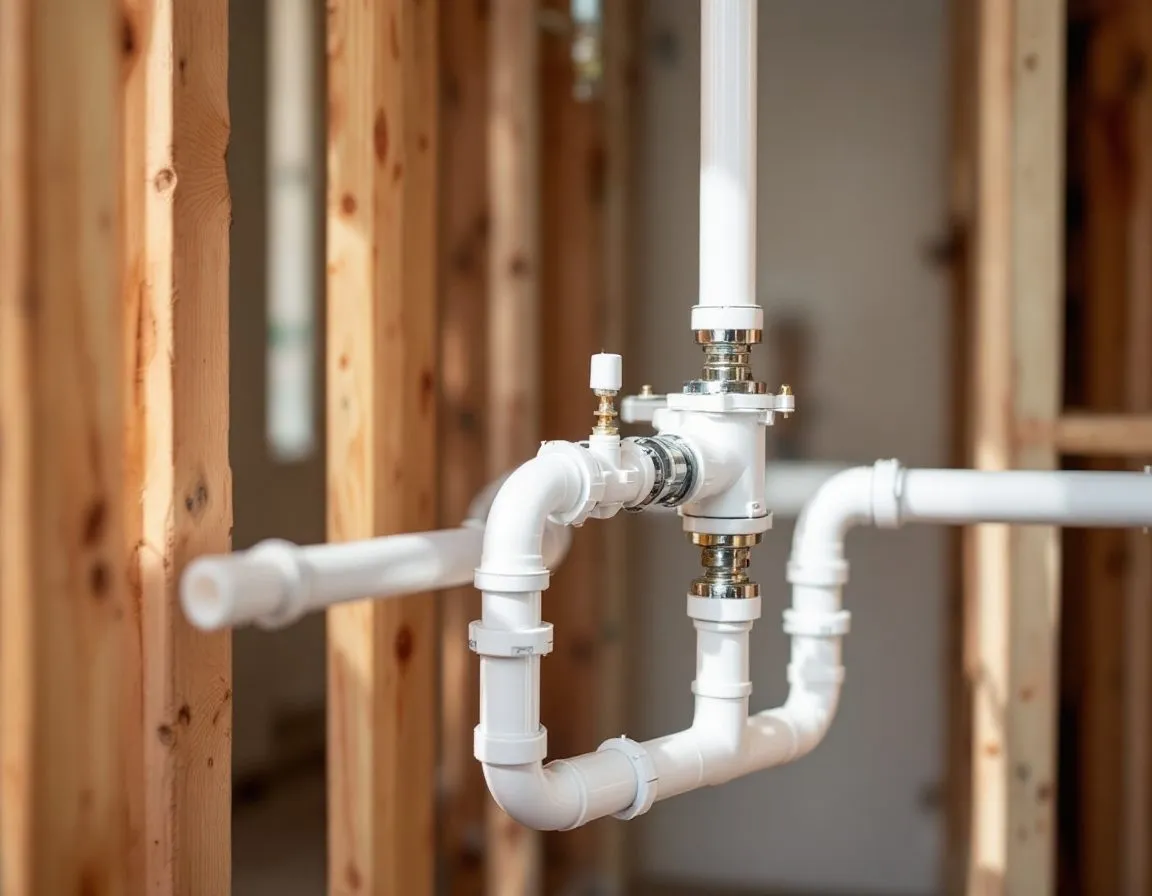 New PEX supply lines run along a wall stud, ready for a repiping job
